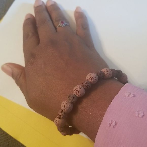 Mauve & Plum Dyed Lava Bracelet 7" Womens Expansion bracelet Custom made - Picture 5 of 6